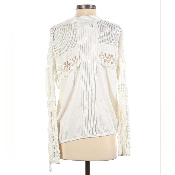 WILDFOX Ivory Boho Fringe Knit Pullover Top – Size S - Picture 4 of 6